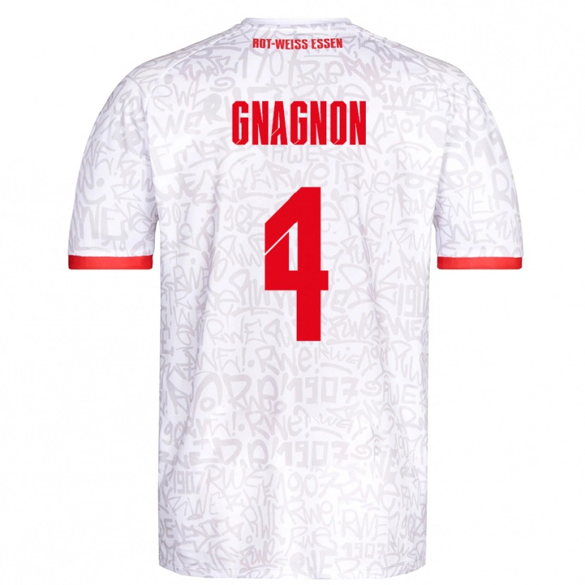 Danxen Enfant Maillot James Gnagnon #4 Blanc Rouge Tenues Domicile 2025/26 T-Shirt