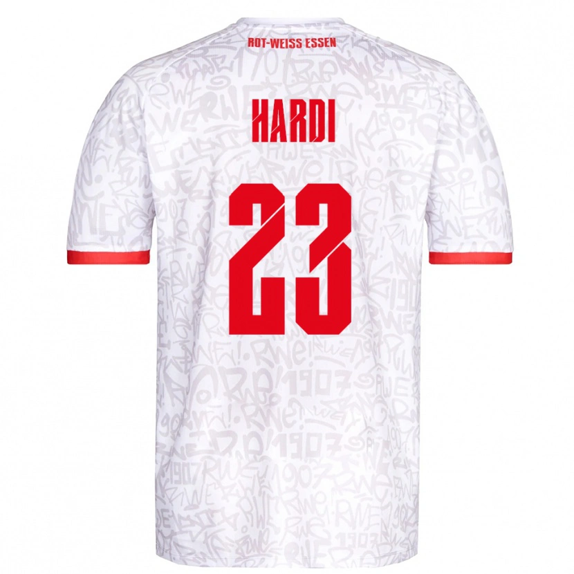 Danxen Enfant Maillot Dominik Hardi #23 Blanc Rouge Tenues Domicile 2025/26 T-Shirt