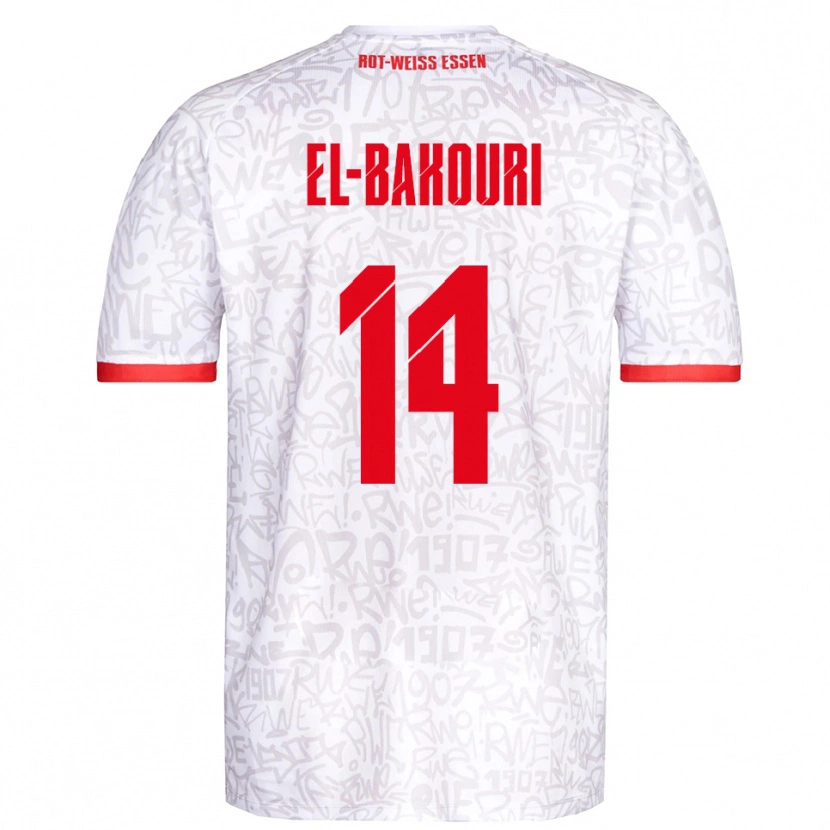 Danxen Enfant Maillot Ibrahim El-Bakouri #14 Blanc Rouge Tenues Domicile 2025/26 T-Shirt