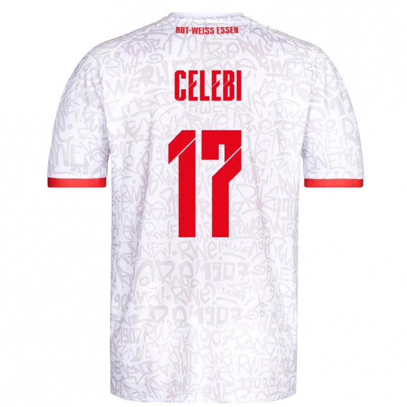 Danxen Enfant Maillot Ekin Celebi #17 Blanc Rouge Tenues Domicile 2025/26 T-Shirt