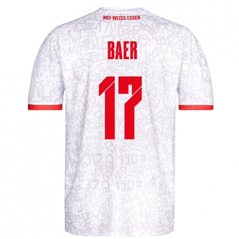 Danxen Enfant Maillot Luca Baer #17 Blanc Rouge Tenues Domicile 2025/26 T-Shirt