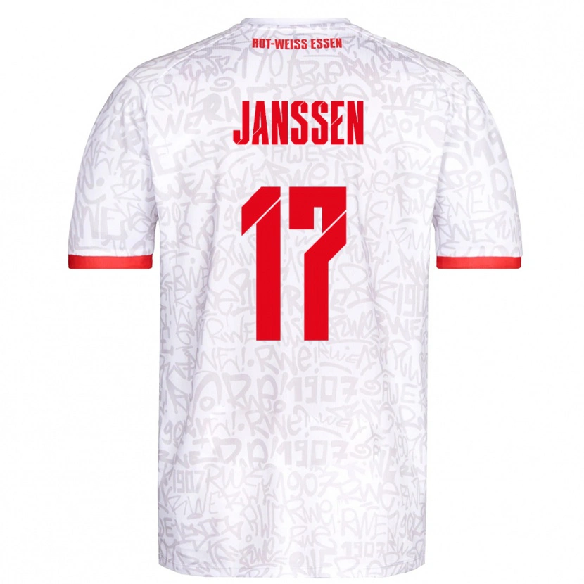 Danxen Enfant Maillot Lenn Janssen #17 Blanc Rouge Tenues Domicile 2025/26 T-Shirt