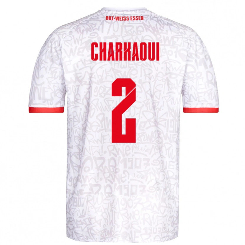 Danxen Enfant Maillot Bilal Charkaoui #2 Blanc Rouge Tenues Domicile 2025/26 T-Shirt