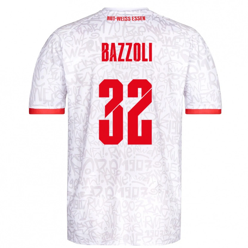 Danxen Enfant Maillot Luca Bazzoli #32 Blanc Rouge Tenues Domicile 2025/26 T-Shirt