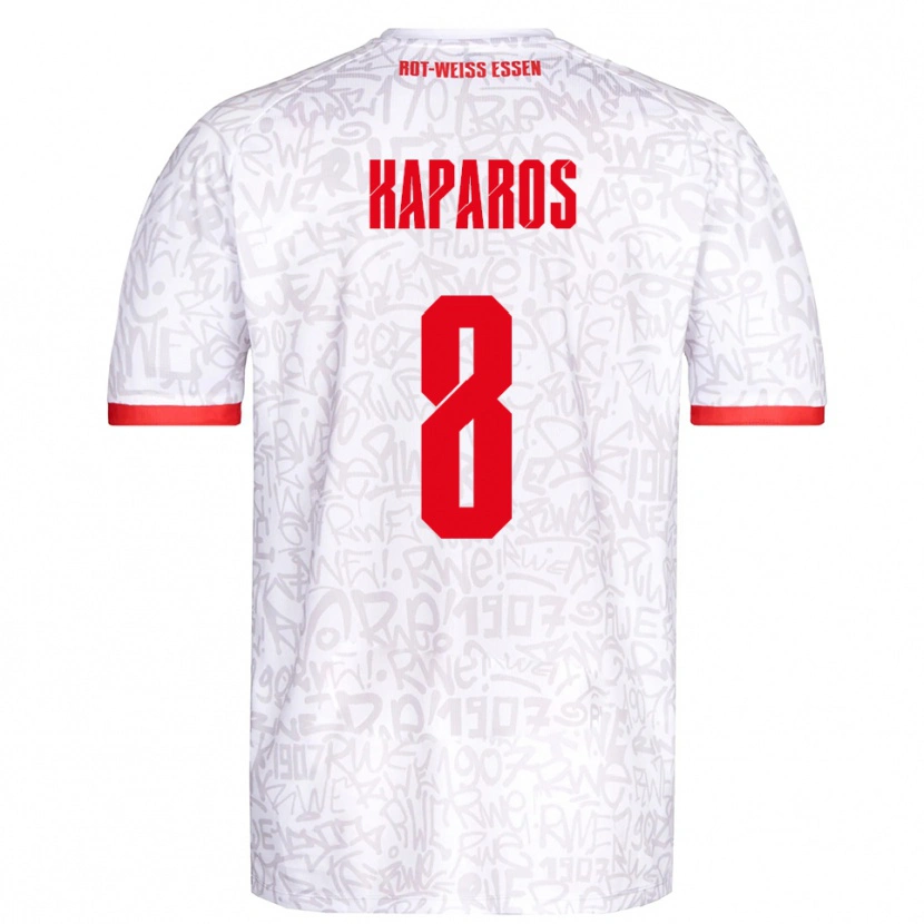 Danxen Enfant Maillot Jimmy Kaparos #8 Blanc Rouge Tenues Domicile 2025/26 T-Shirt
