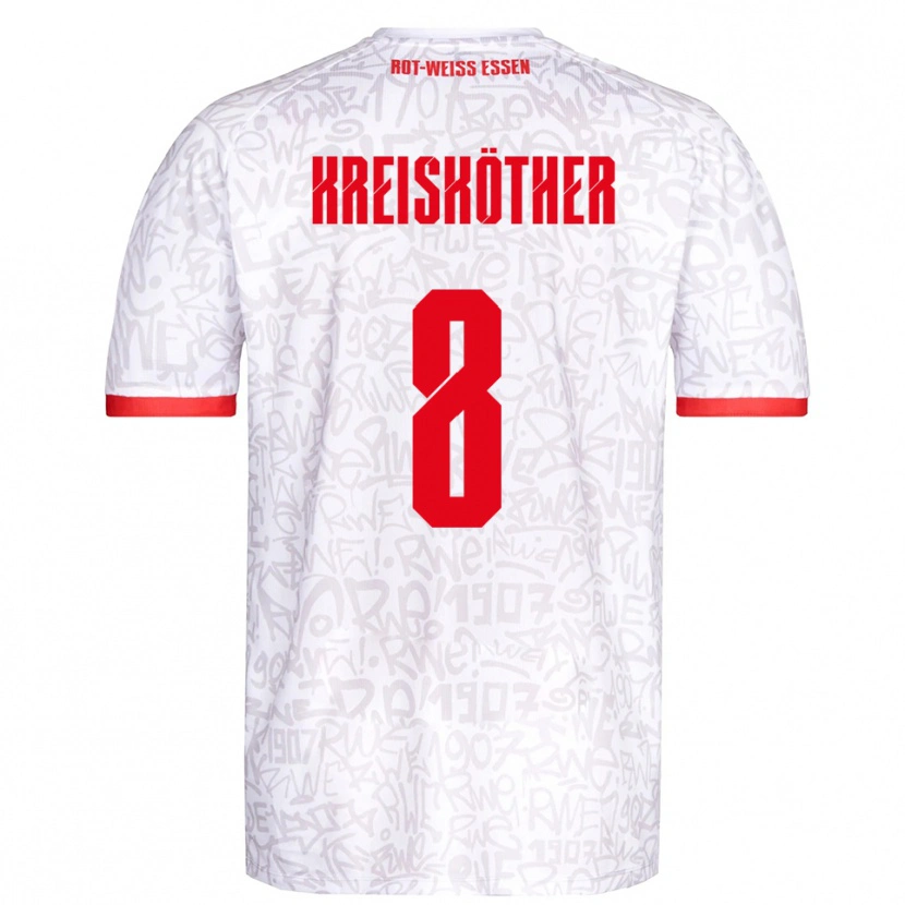 Danxen Enfant Maillot Luiz-Simon Kreisköther #8 Blanc Rouge Tenues Domicile 2025/26 T-Shirt
