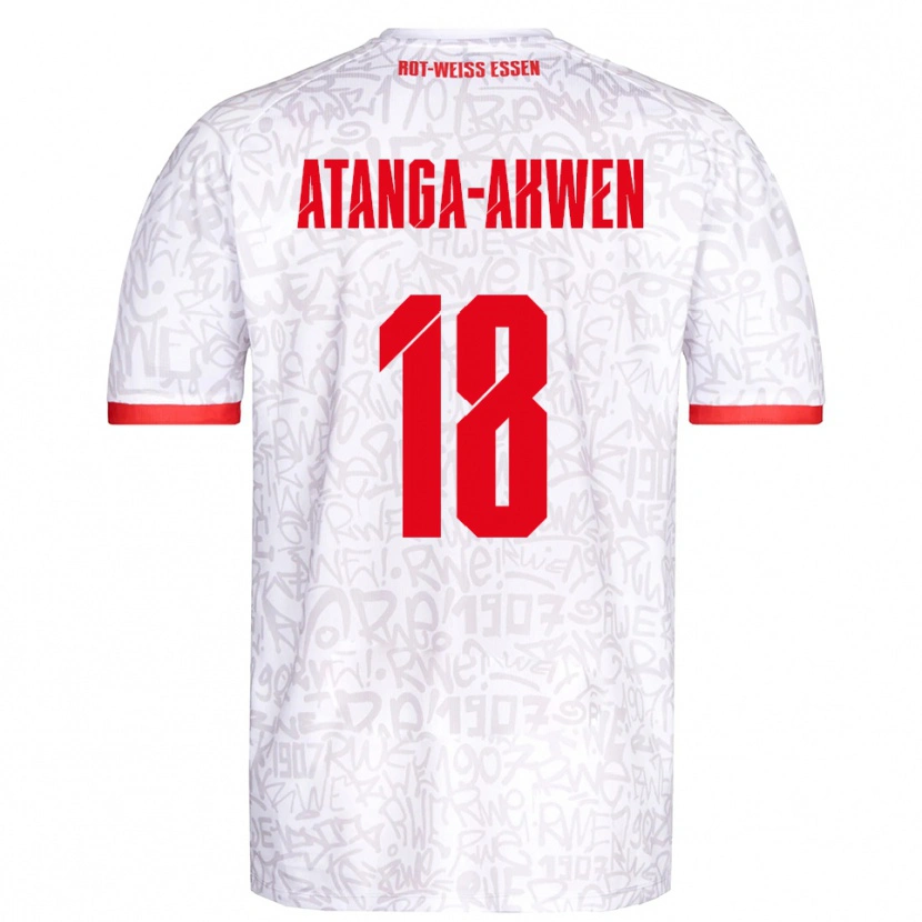 Danxen Enfant Maillot Randy-Tamufor Atanga-Akwen #18 Blanc Rouge Tenues Domicile 2025/26 T-Shirt