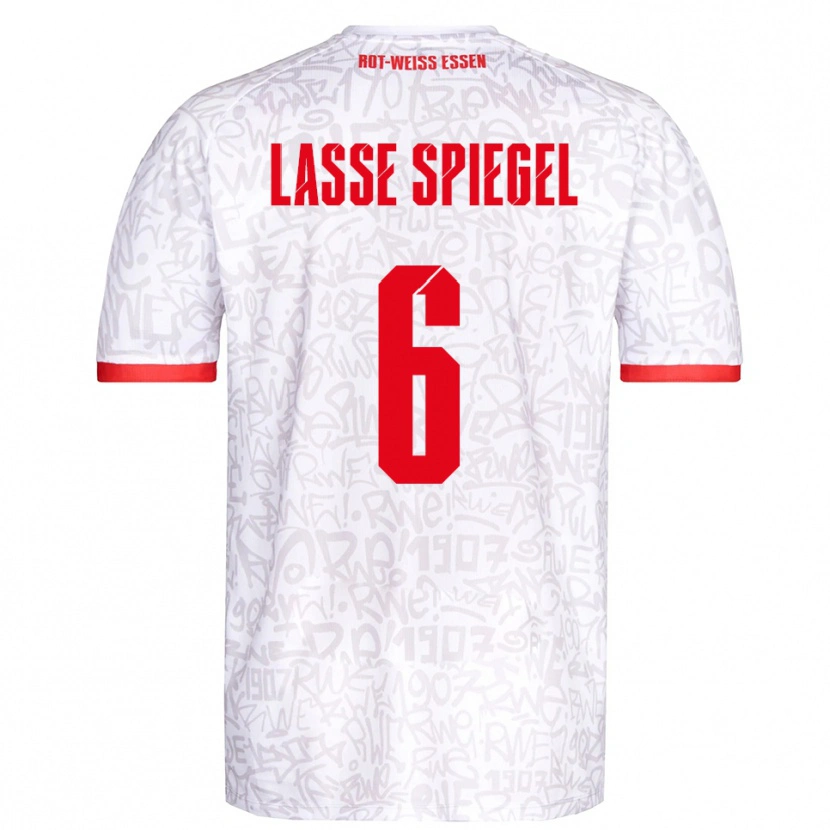 Danxen Enfant Maillot Jakob Lasse Spiegel #6 Blanc Rouge Tenues Domicile 2025/26 T-Shirt