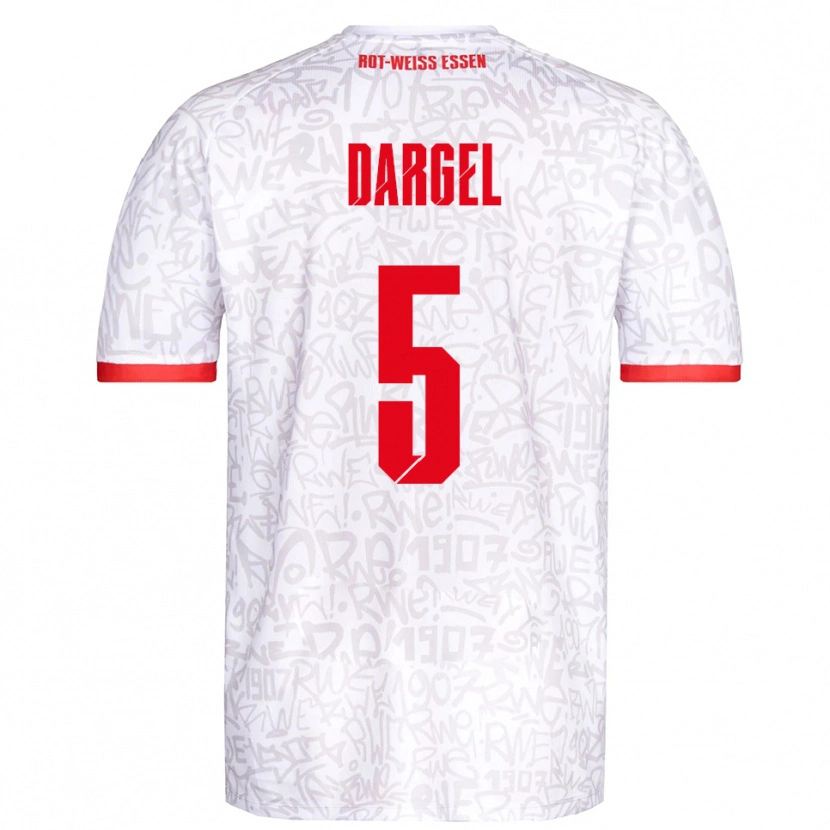 Danxen Enfant Maillot Timo Dargel #5 Blanc Rouge Tenues Domicile 2025/26 T-Shirt
