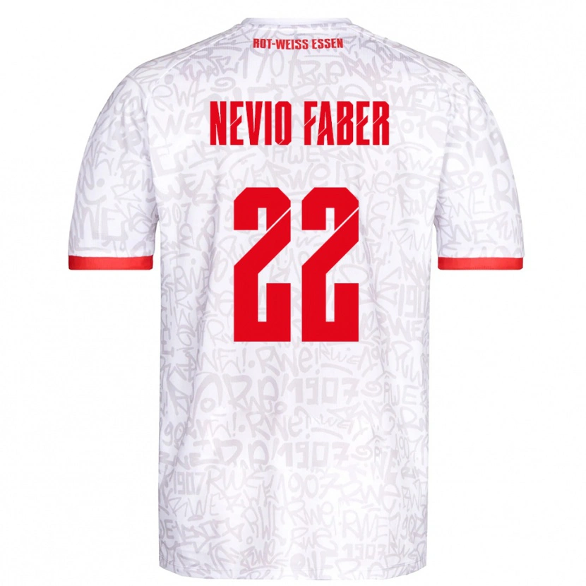 Danxen Enfant Maillot Arne Nevio Faber #22 Blanc Rouge Tenues Domicile 2025/26 T-Shirt