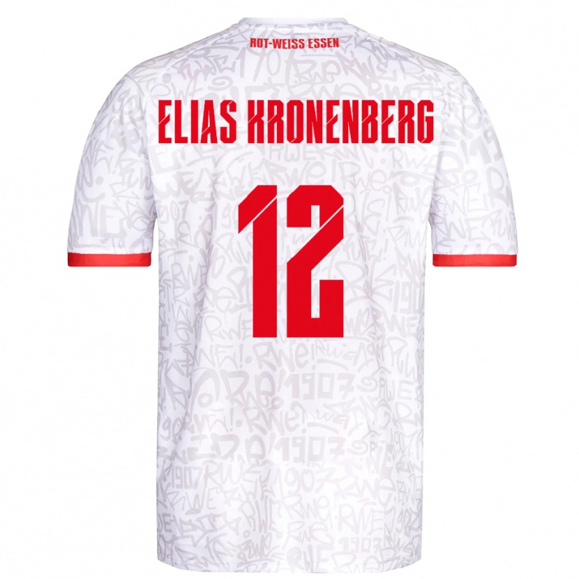 Danxen Enfant Maillot Sebastian Elias Kronenberg #12 Blanc Rouge Tenues Domicile 2025/26 T-Shirt