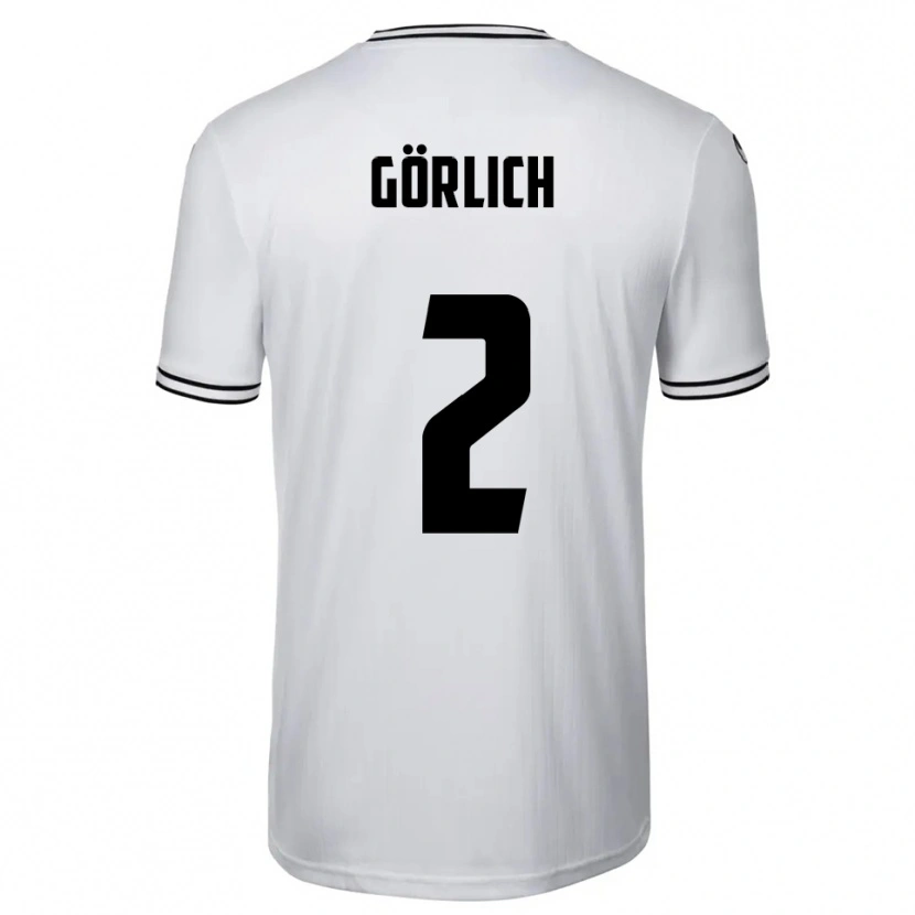 Danxen Enfant Maillot Luis Görlich #2 Blanc Noir Tenues Domicile 2025/26 T-Shirt