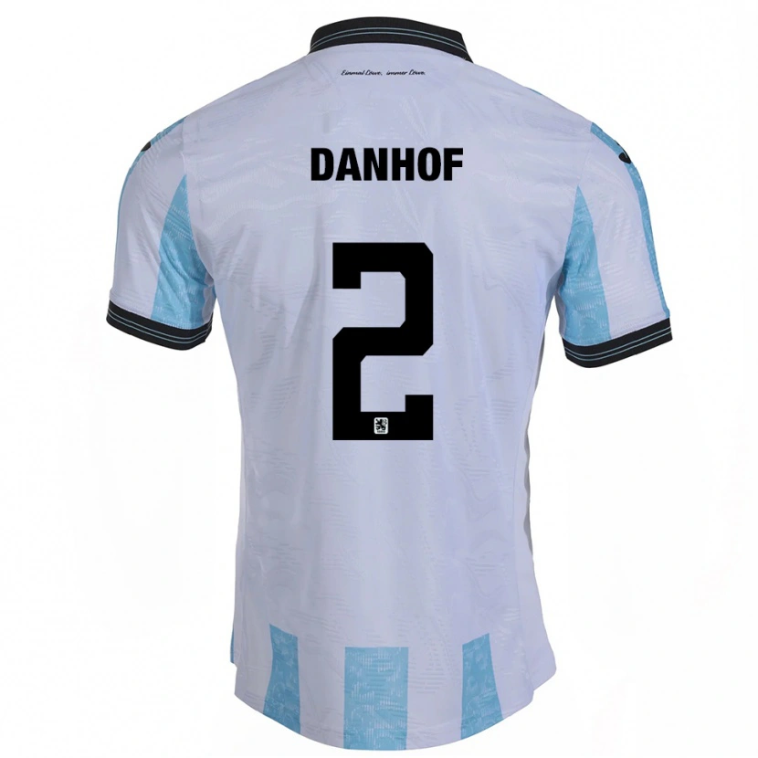 Danxen Enfant Maillot Tim Danhof #2 Blanc Bleu Ciel Tenues Domicile 2025/26 T-Shirt