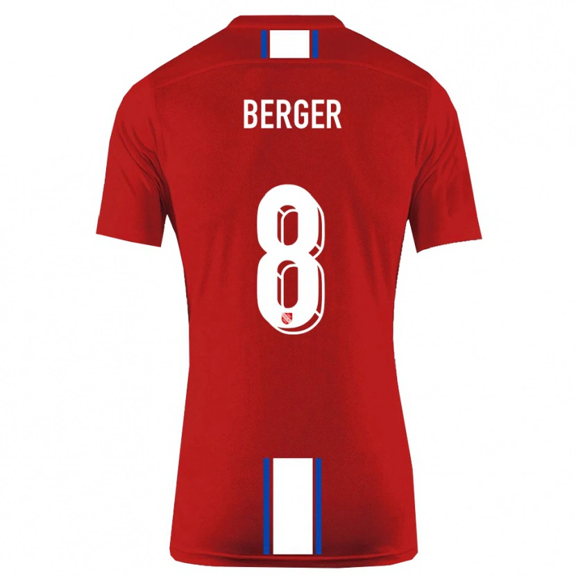 Danxen Enfant Maillot Johann Berger #8 Rouge Blanc Tenues Domicile 2025/26 T-Shirt