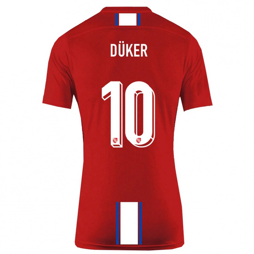 Danxen Enfant Maillot Julius Düker #10 Rouge Blanc Tenues Domicile 2025/26 T-Shirt