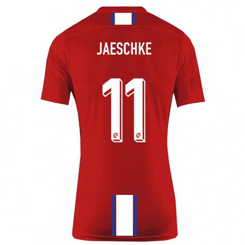 Danxen Enfant Maillot Yannik Jaeschke #11 Rouge Blanc Tenues Domicile 2025/26 T-Shirt