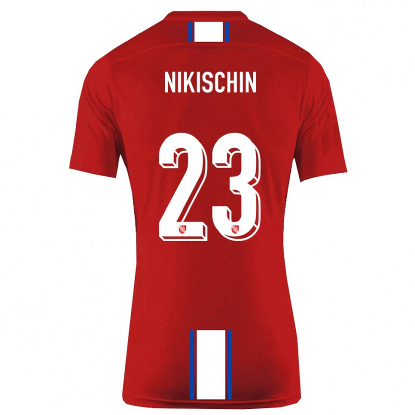 Danxen Enfant Maillot Adrian Nikischin #23 Rouge Blanc Tenues Domicile 2025/26 T-Shirt