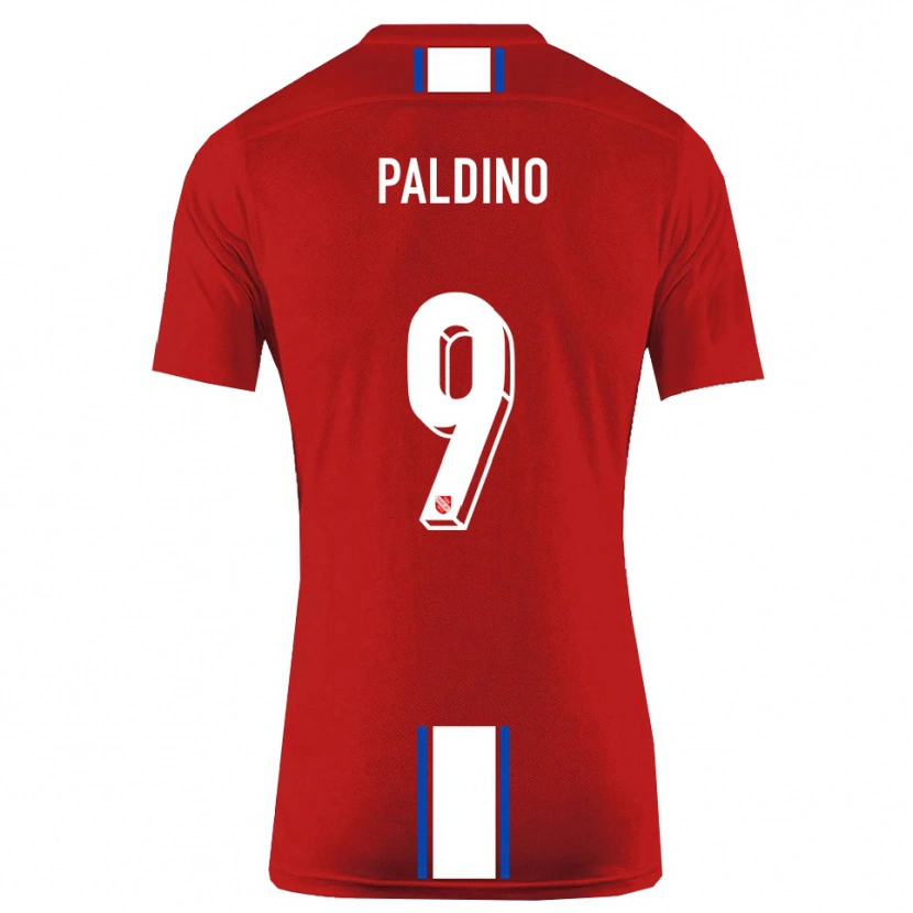 Danxen Enfant Maillot Lorenzo Paldino #9 Rouge Blanc Tenues Domicile 2025/26 T-Shirt