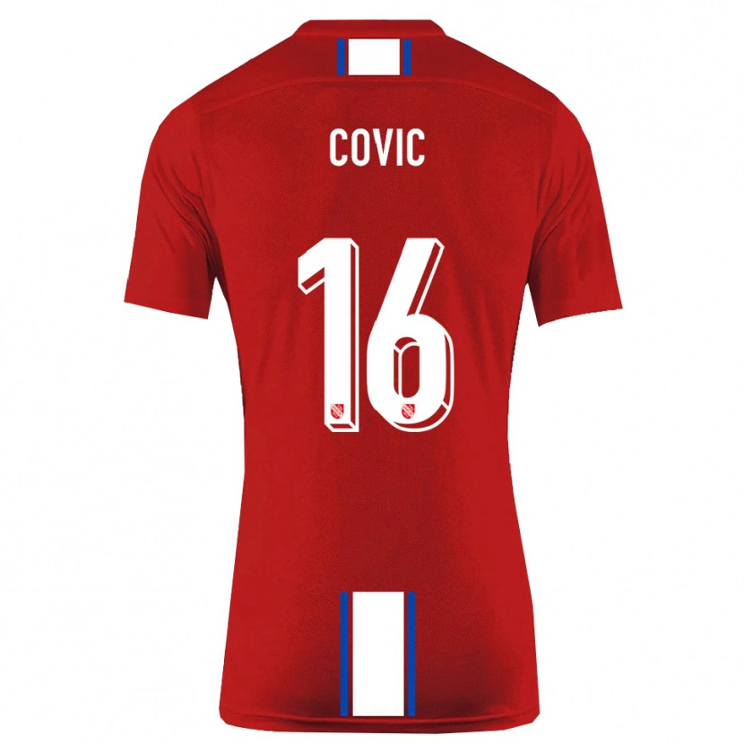 Danxen Enfant Maillot Rayen Covic #16 Rouge Blanc Tenues Domicile 2025/26 T-Shirt