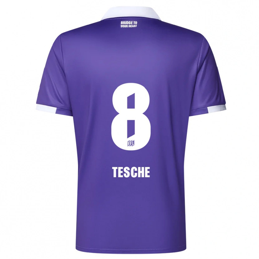 Danxen Enfant Maillot Robert Tesche #8 Violet Blanc Tenues Domicile 2025/26 T-Shirt