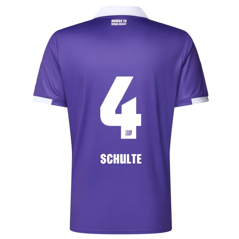 Danxen Enfant Maillot Henry Schulte #4 Violet Blanc Tenues Domicile 2025/26 T-Shirt