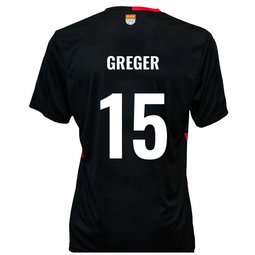 Danxen Enfant Maillot Christoph Greger #15 Noir Rouge Tenues Domicile 2025/26 T-Shirt