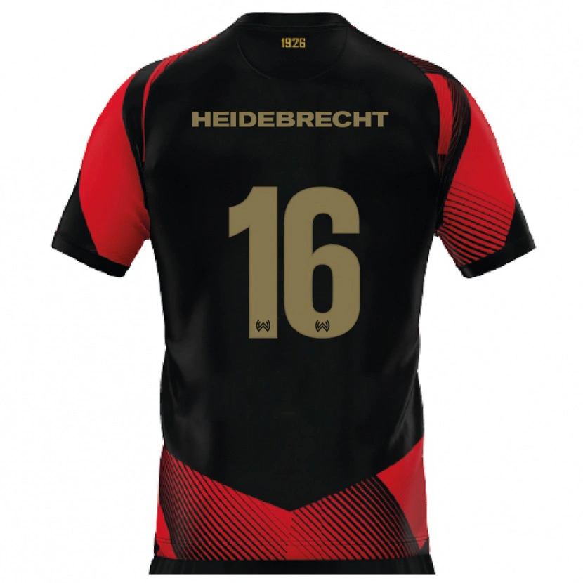 Danxen Enfant Maillot Elias Heidebrecht #16 Noir Rouge Tenues Domicile 2025/26 T-Shirt