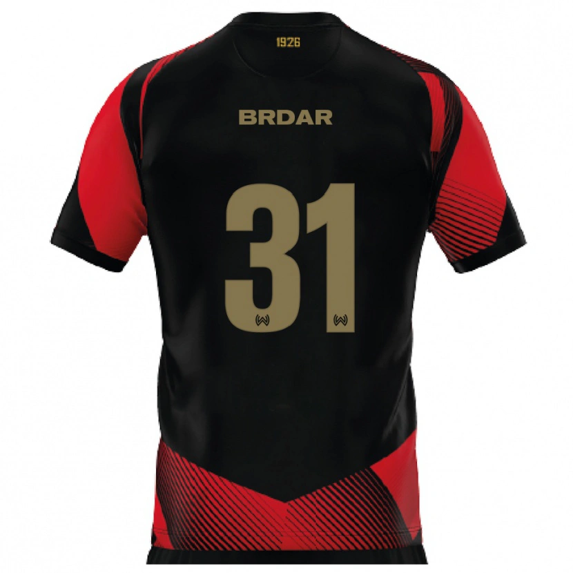Danxen Enfant Maillot Noah Brdar #31 Noir Rouge Tenues Domicile 2025/26 T-Shirt