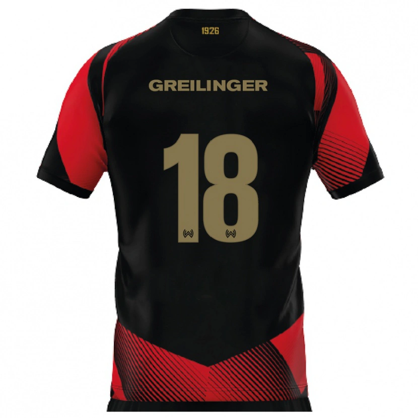 Danxen Enfant Maillot Fabian Greilinger #18 Noir Rouge Tenues Domicile 2025/26 T-Shirt