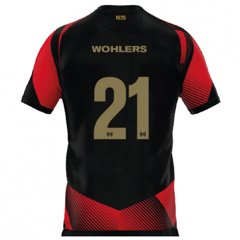 Danxen Enfant Maillot Ole Wohlers #21 Noir Rouge Tenues Domicile 2025/26 T-Shirt
