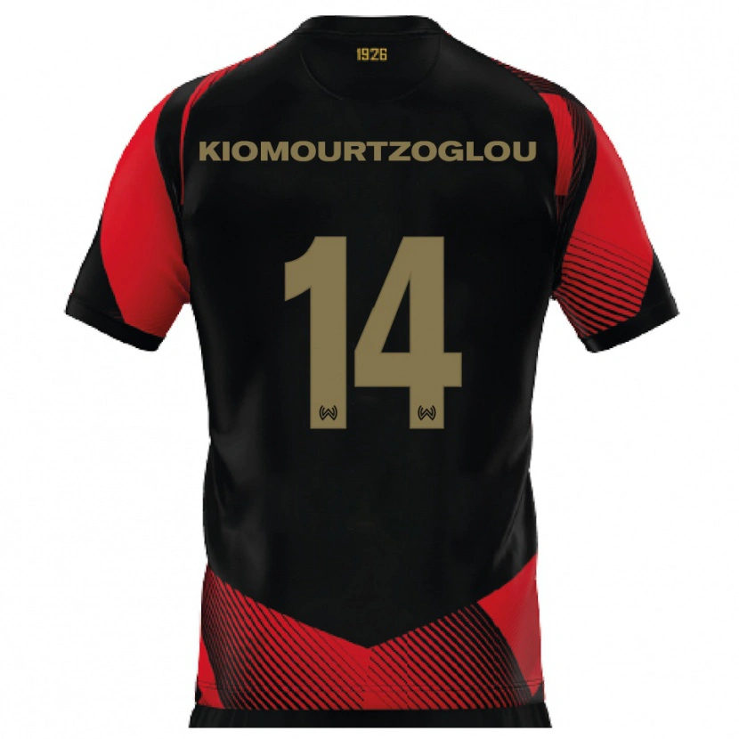 Danxen Enfant Maillot Orestis Kiomourtzoglou #14 Noir Rouge Tenues Domicile 2025/26 T-Shirt