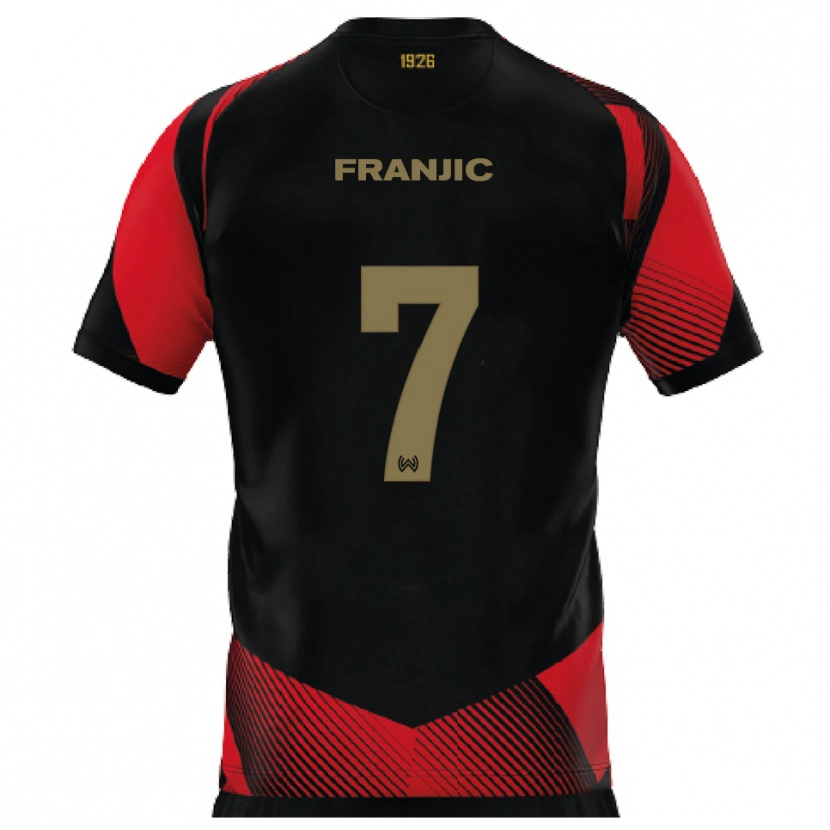 Danxen Enfant Maillot Ivan Franjic #7 Noir Rouge Tenues Domicile 2025/26 T-Shirt