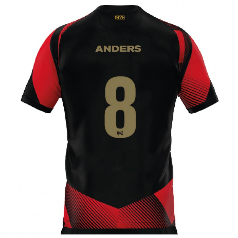 Danxen Enfant Maillot Len Anders #8 Noir Rouge Tenues Domicile 2025/26 T-Shirt