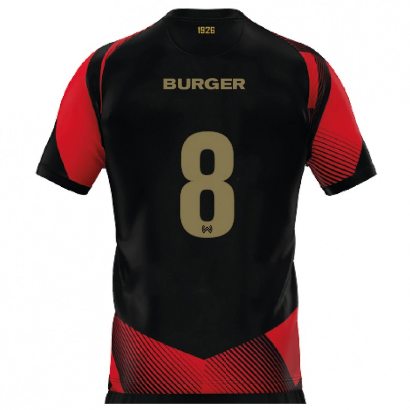 Danxen Enfant Maillot Glenn Burger #8 Noir Rouge Tenues Domicile 2025/26 T-Shirt