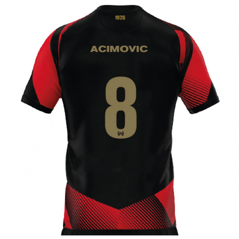 Danxen Enfant Maillot Andrija Acimovic #8 Noir Rouge Tenues Domicile 2025/26 T-Shirt