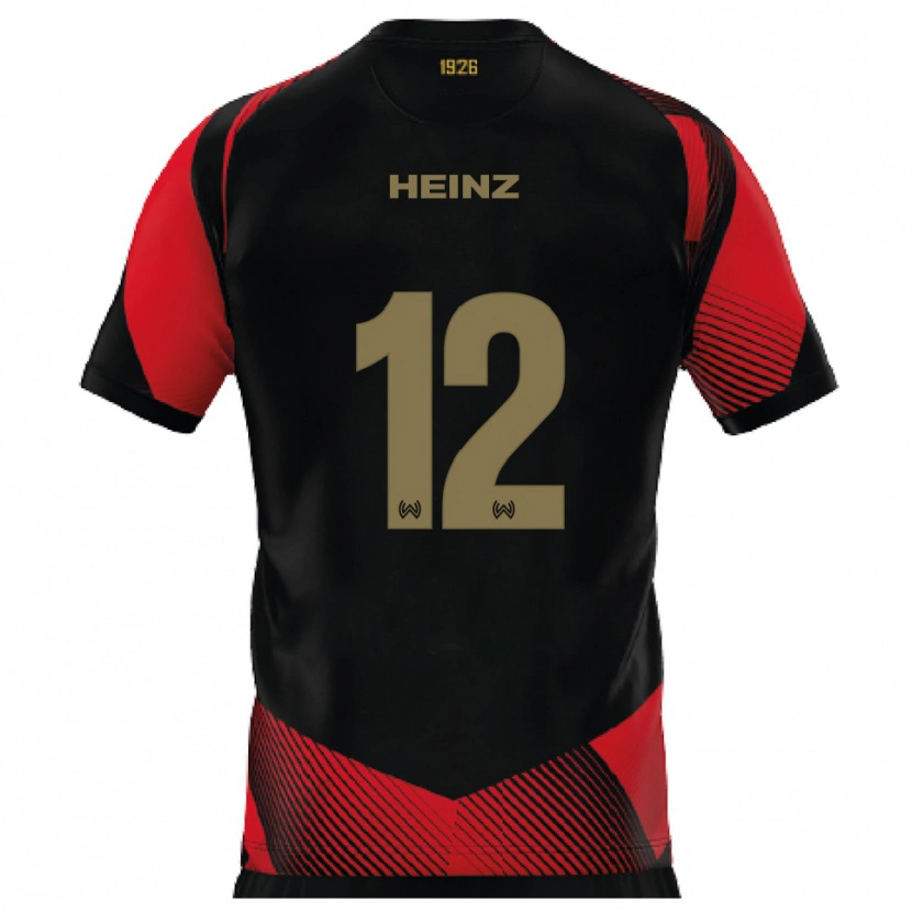 Danxen Enfant Maillot Lewin Heinz #12 Noir Rouge Tenues Domicile 2025/26 T-Shirt