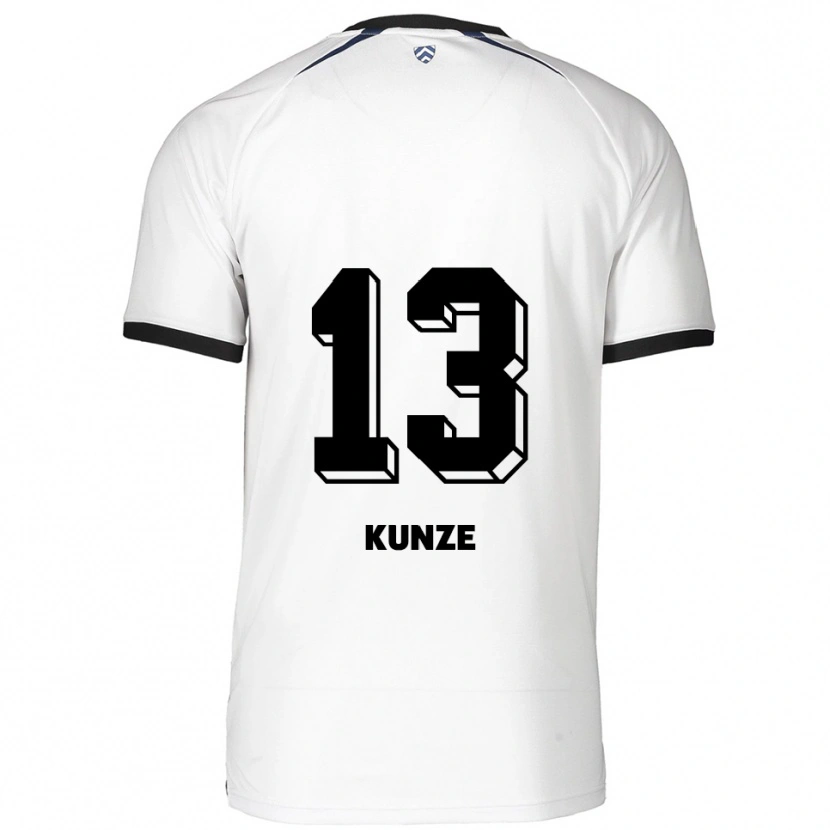 Danxen Enfant Maillot Lukas Kunze #13 Blanc Noir Tenues Extérieur 2025/26 T-Shirt