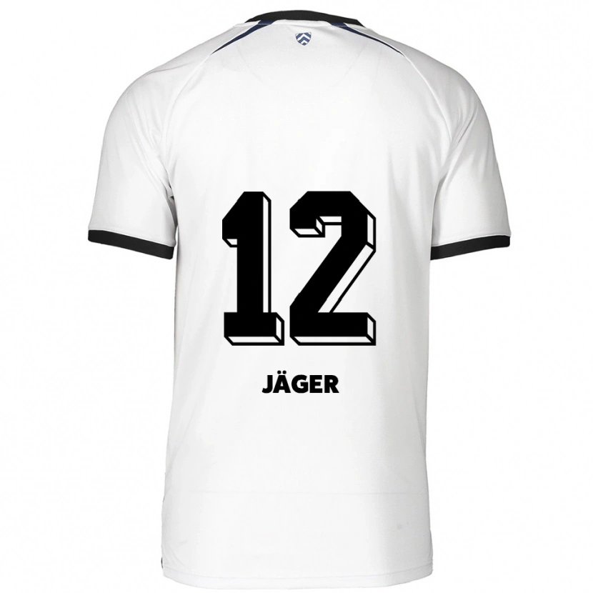 Danxen Enfant Maillot Mino Jäger #12 Blanc Noir Tenues Extérieur 2025/26 T-Shirt