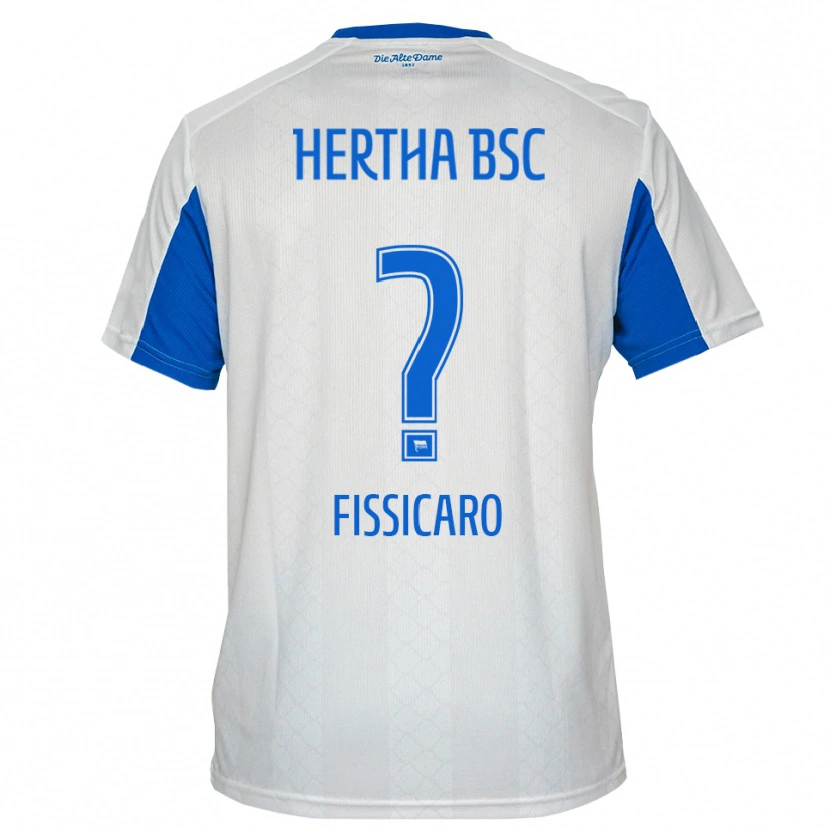 Danxen Enfant Maillot Lucas Fissicaro #0 Blanc Bleu Tenues Extérieur 2025/26 T-Shirt