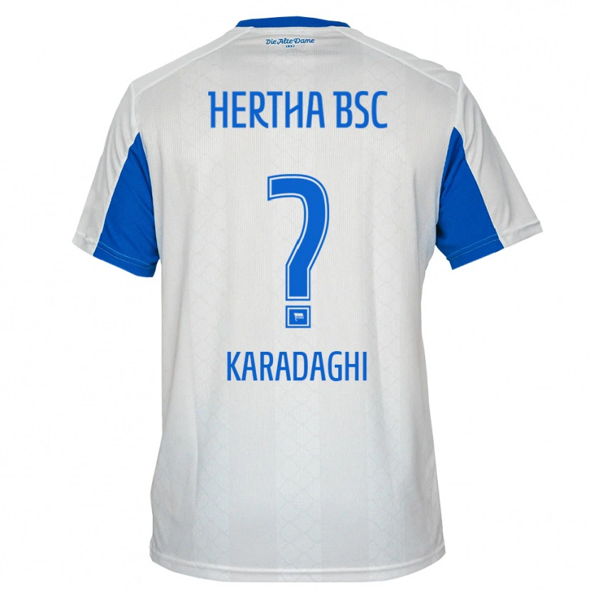 Danxen Enfant Maillot Faruk Karadaghi #0 Blanc Bleu Tenues Extérieur 2025/26 T-Shirt