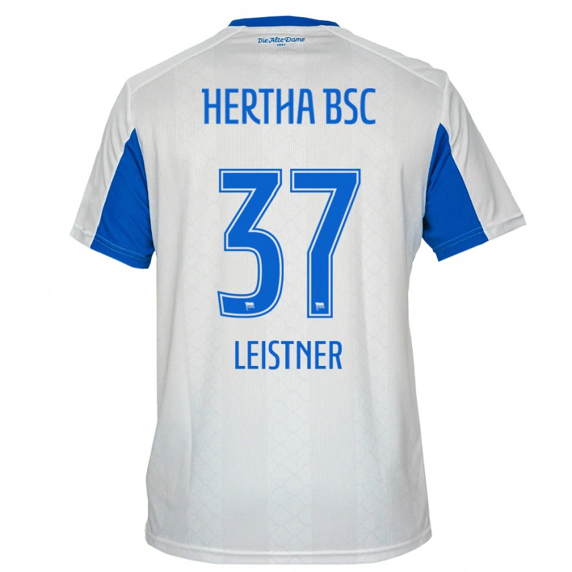 Danxen Enfant Maillot Toni Leistner #37 Blanc Bleu Tenues Extérieur 2025/26 T-Shirt