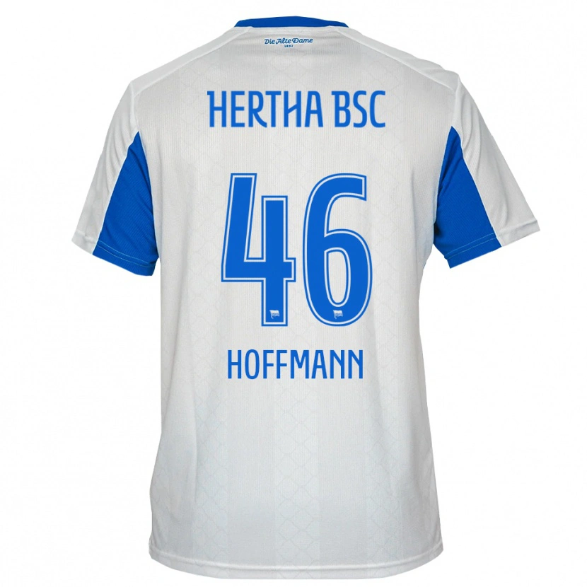 Danxen Enfant Maillot Tim Hoffmann #46 Blanc Bleu Tenues Extérieur 2025/26 T-Shirt