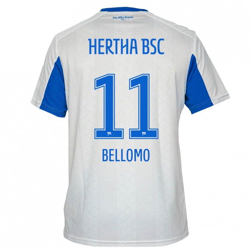 Danxen Enfant Maillot Karim Bellomo #11 Blanc Bleu Tenues Extérieur 2025/26 T-Shirt