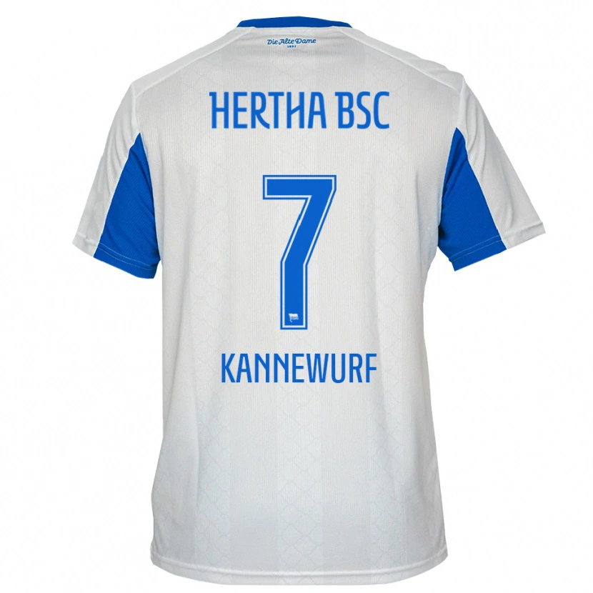 Danxen Enfant Maillot Liam Kannewurf #7 Blanc Bleu Tenues Extérieur 2025/26 T-Shirt