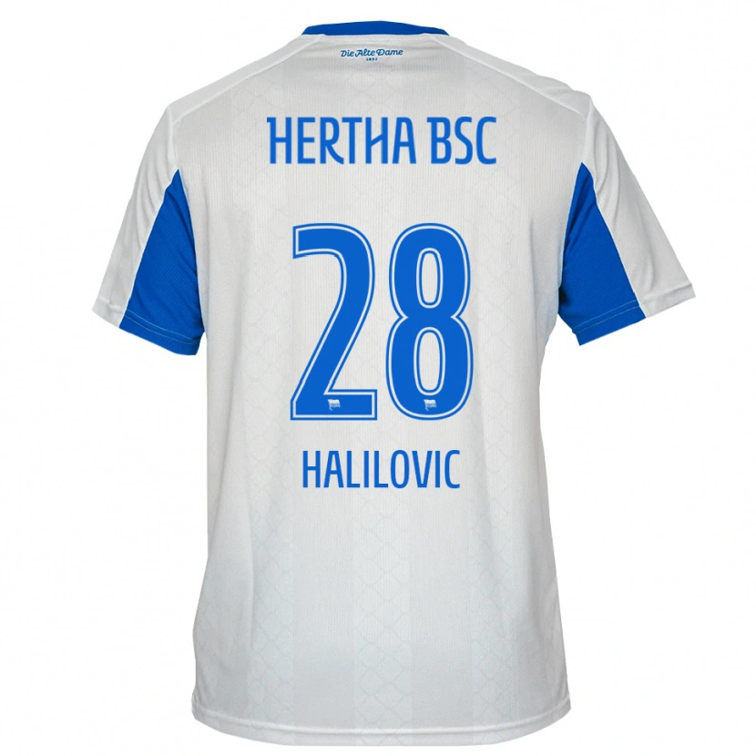Danxen Enfant Maillot Din Halilovic #28 Blanc Bleu Tenues Extérieur 2025/26 T-Shirt