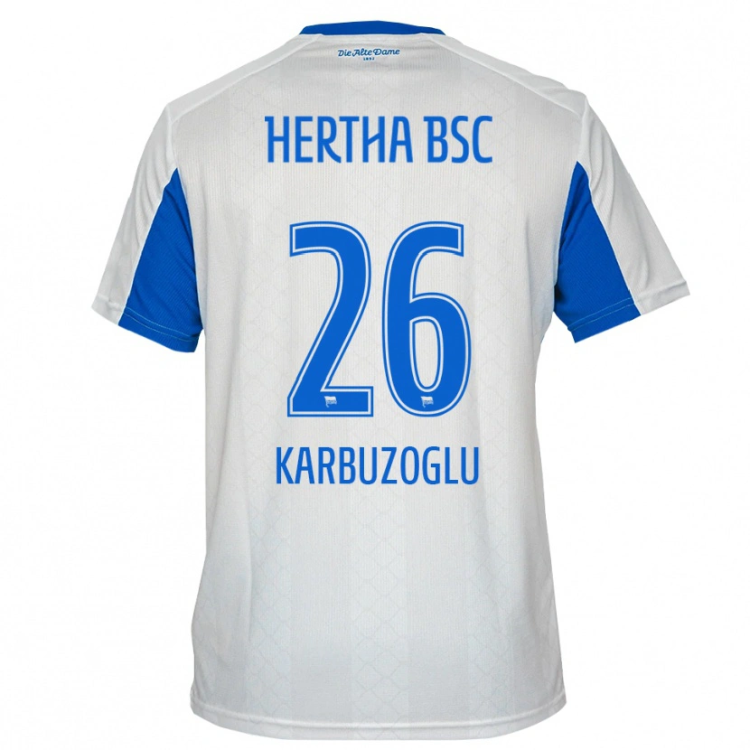 Danxen Enfant Maillot Mikail Karbuzoglu #26 Blanc Bleu Tenues Extérieur 2025/26 T-Shirt