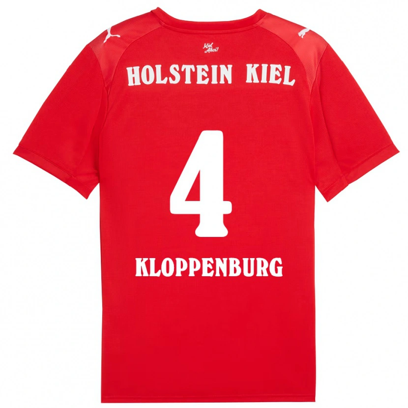 Danxen Enfant Maillot Len Kloppenburg #4 Rouge Bleu Tenues Extérieur 2025/26 T-Shirt