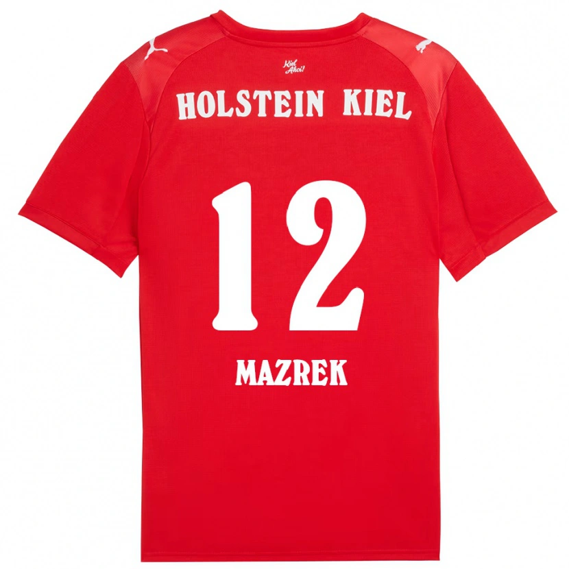 Danxen Enfant Maillot Enis Mazrek #12 Rouge Bleu Tenues Extérieur 2025/26 T-Shirt