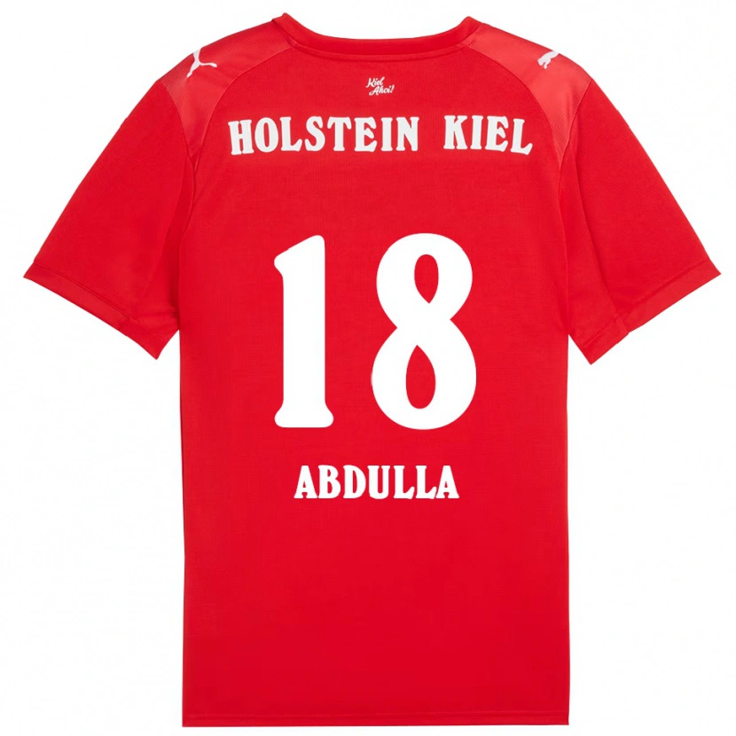 Danxen Enfant Maillot Ali Abdulla #18 Rouge Bleu Tenues Extérieur 2025/26 T-Shirt