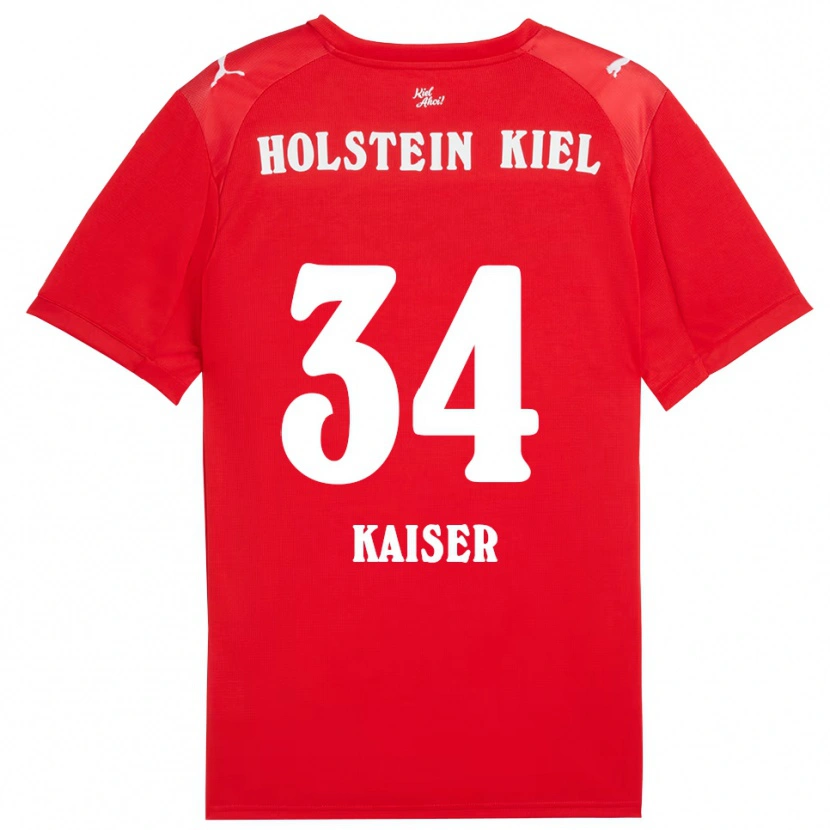 Danxen Enfant Maillot Konstantin Kaiser #34 Rouge Bleu Tenues Extérieur 2025/26 T-Shirt